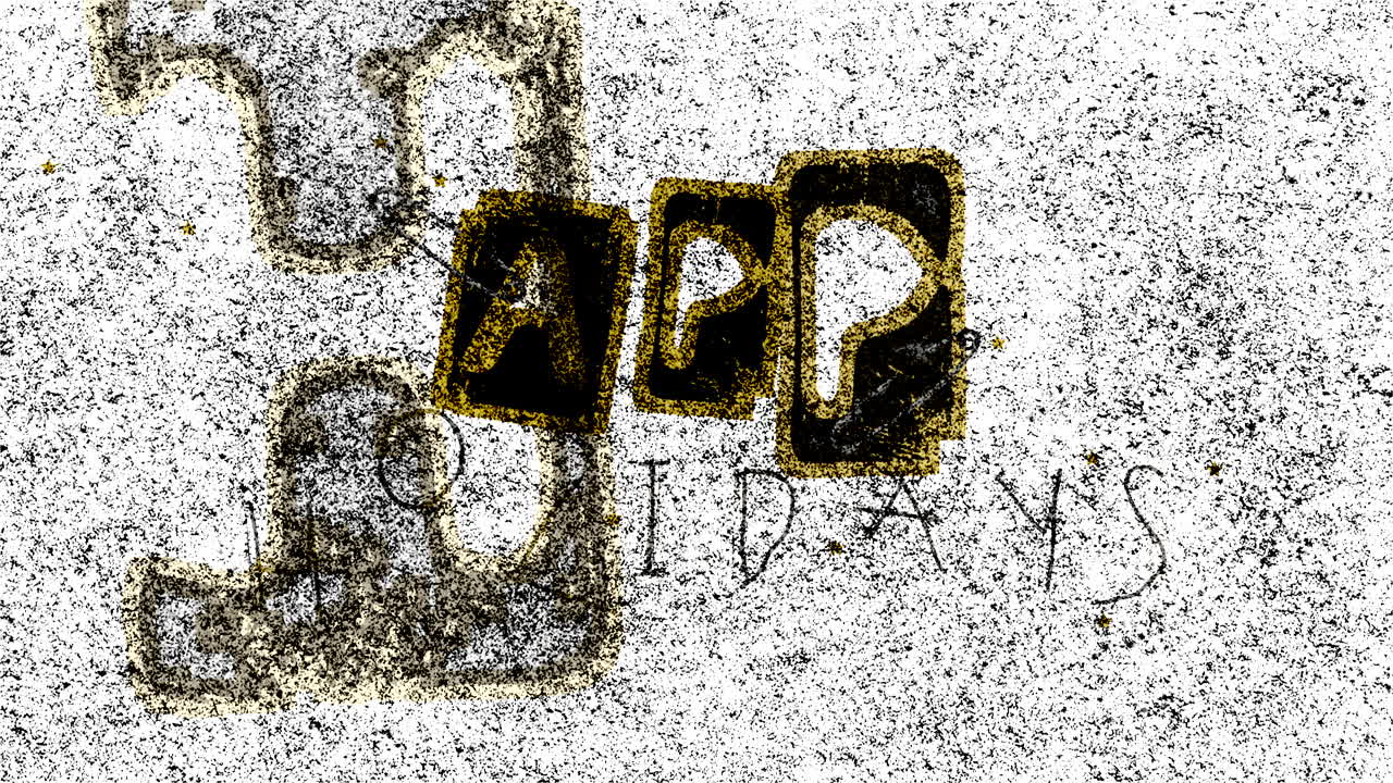 felices fiestas estilizadas en fuente angustiada con acentos de papel dorado