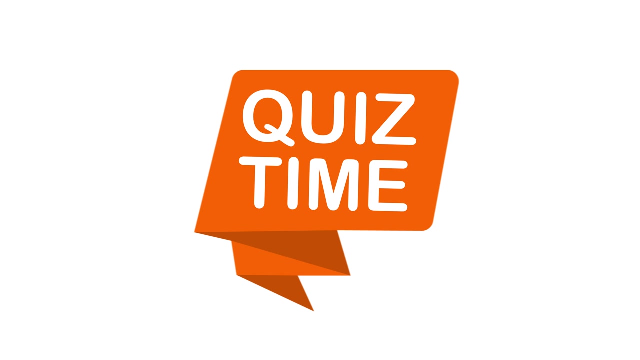 Banner animato arancione 'È ora del quiz' su sfondo bianco