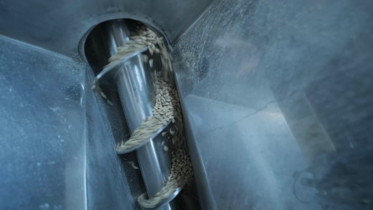 현대적 인 공예 맥주 양조장. 맥주 생산을 위한 몰트. 공예 맥주의 양조. 양조장에서의 현대적인 장비.