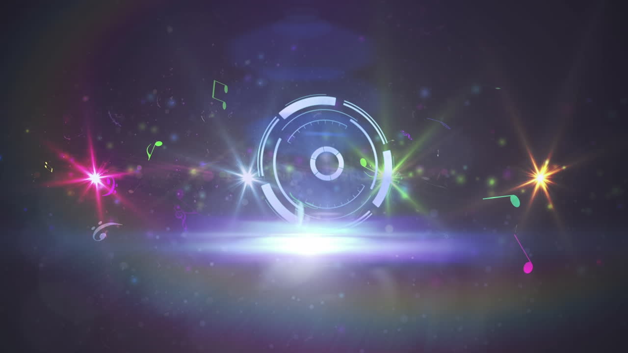 검은색 배경에 스 스캔을 통해 빛의 반점과 메모의 애니메이션