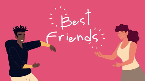 best friends lettering with interracial couple