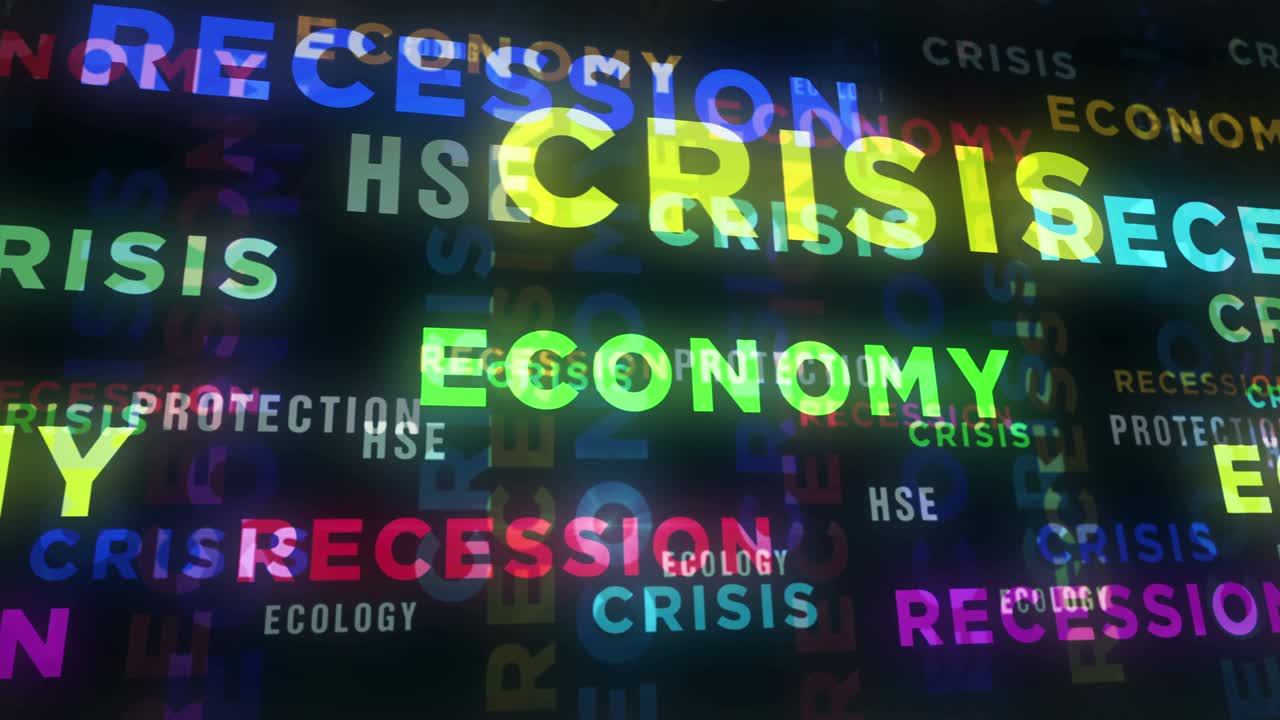 economía de crisis y recesión ciclo de texto concepto abstracto