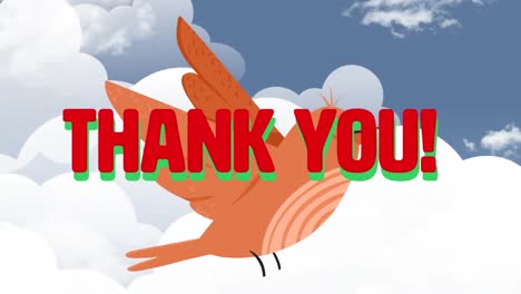 Animation-of-thank-you-text-over-bird-and-sky-with-clouds