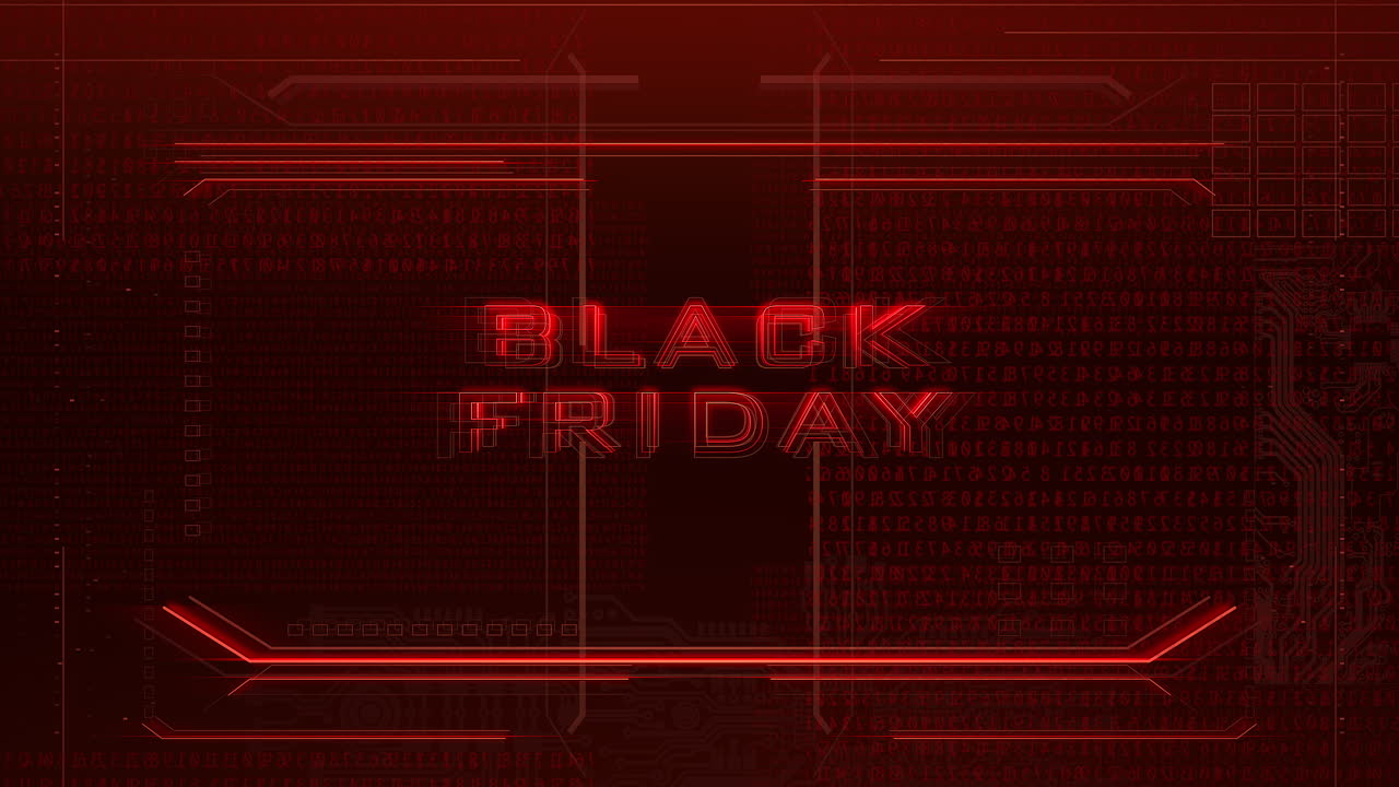 Black Friday on computer screen with numbers and grid
