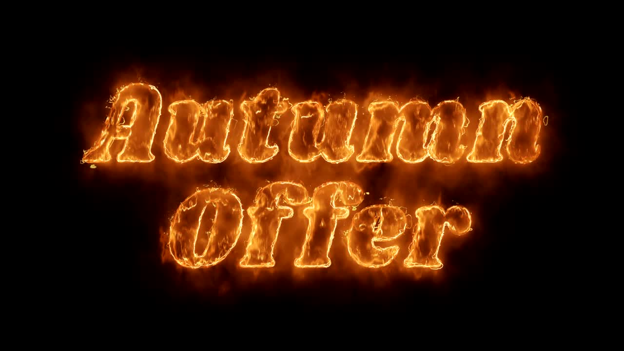 la palabra de otoño ofrece un círculo de llamas de fuego animado y realista.