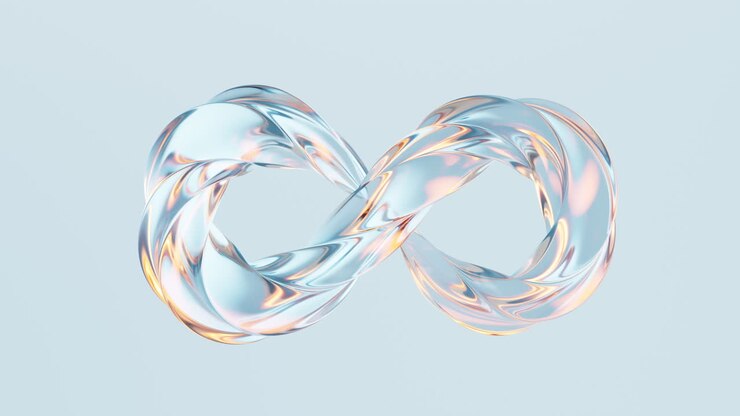 Flowing mobius belt glass geometry, 3d rendering.