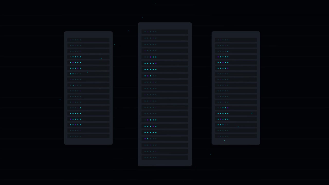 Animated Server Racks with Glowing Data Lights