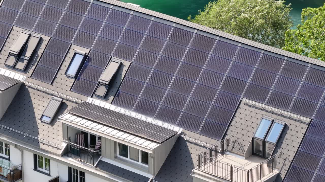 Solar Panels on the Roof of a Modern Residential Building