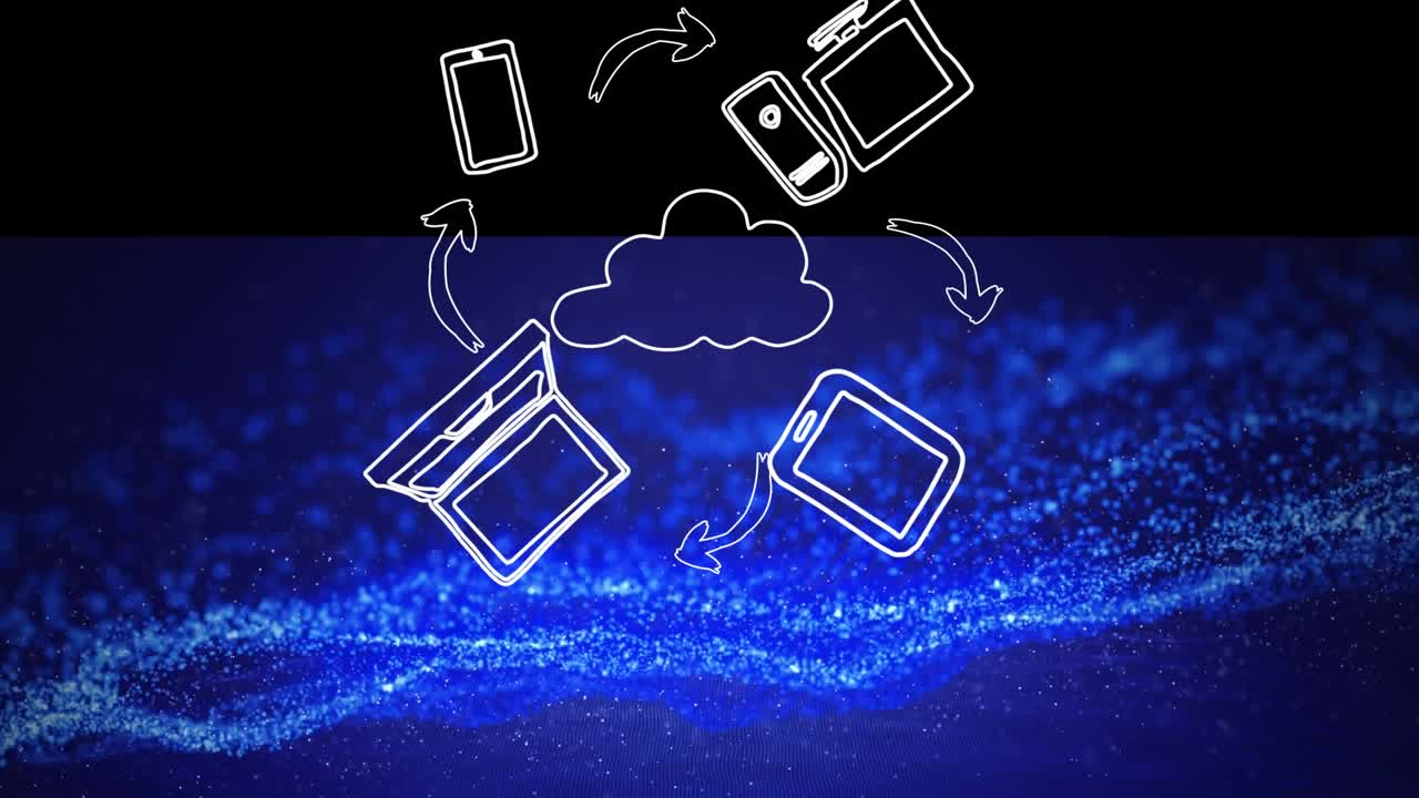 Animation of media icons over shapes
