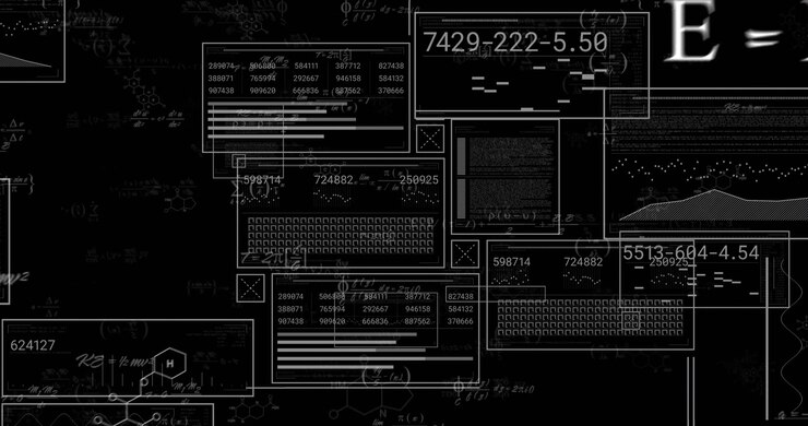 After vertical line appearing panels emerging highlight moving formulas pulsing creating interface