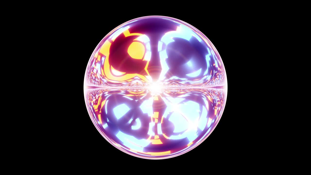 esfera de luz azul naranja de neón brillante. globo de luz electrónico digital abstracto bola hipnótica, bola tecnológica cibernética moderna, fondo abstracto, animación en bucle. círculo 3d futurista de alta tecnología abstracto en 4k.