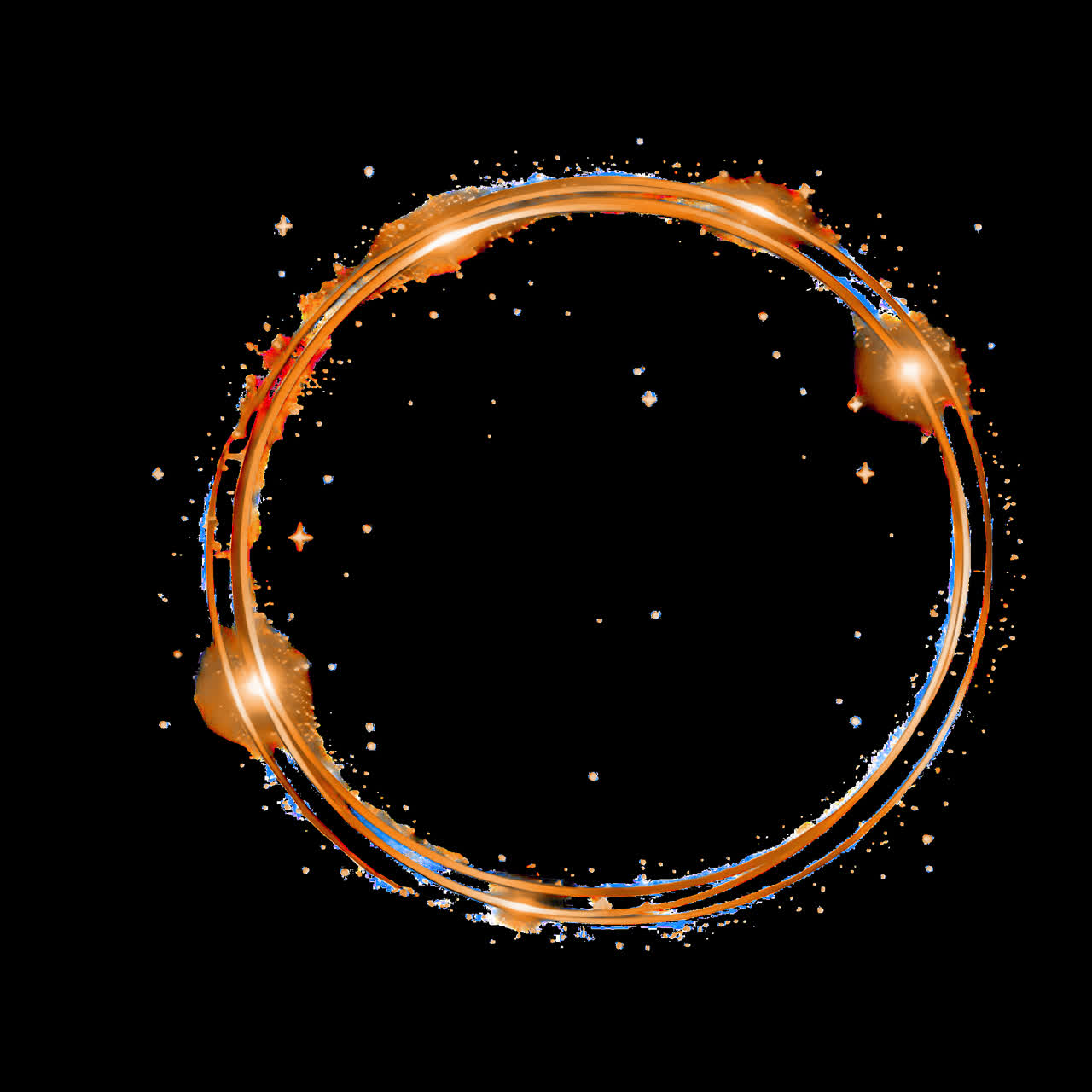 Glowing circle with sparkles animated overlay, transparent 4K video, alpha channel, ProRes 4444