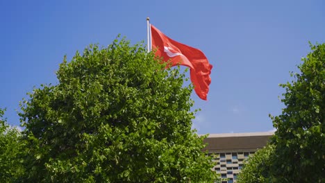 Bandera-Turca-Atada-A-Un-Poste.