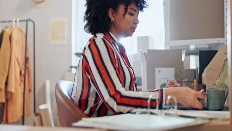 startup, office and woman with coffee