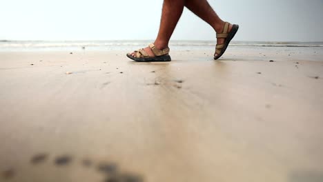 Perfil-De-Niño-Indio-Caminando-Sobre-La-Arena-De-La-Playa-En-Snadal-Closeup