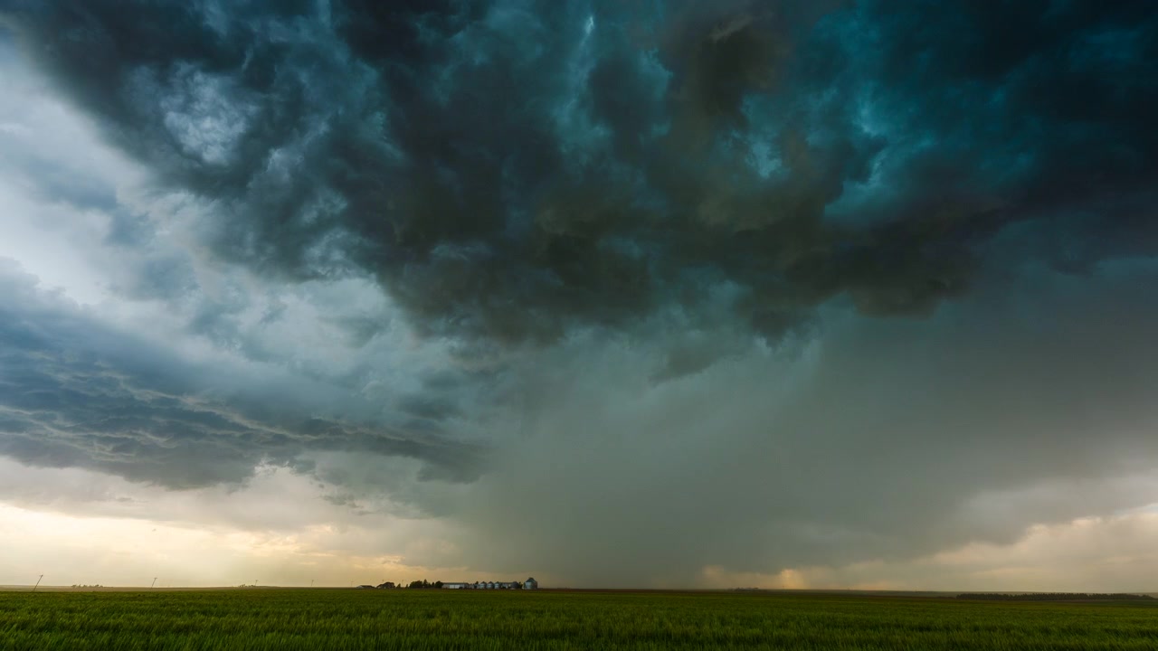 Dramatic storm cloud formation building menacing severe weather arrives
