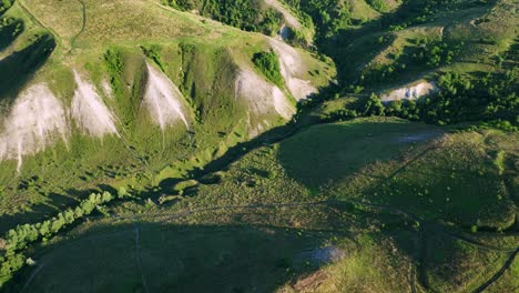 aerial view of rolling hills and valley