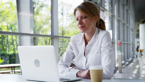Portrait-Of-Businesswoman-Working-On-Laptop-In-Modern-Office