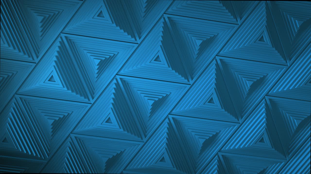 Blue minimalism. A mosaic surface with moving black triangles. Abstract geometric background. Cells. Wave. Loop animation. 4K. 3d. Animation for a business presentation