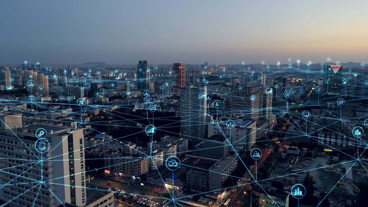 Modern city with wireless network connection concept