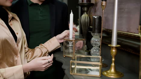 woman hands touching ornaments