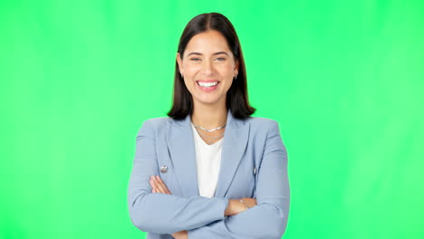 Business,-happy-woman-and-face-with-arms-crossed