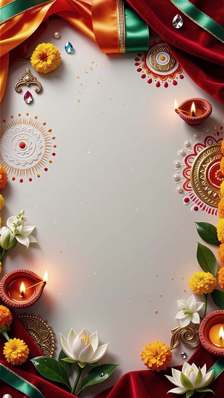 Sfondo del Festival Diwali con lanterne e decorazioni tradizionali Diyas.