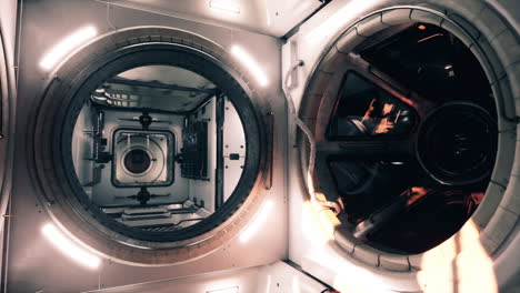 interior of a space station module highlighting advanced technology