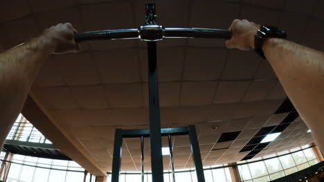 gym workout with lat pulldown and kettlebells