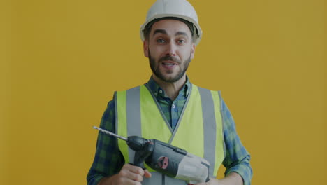 construction worker with power drill