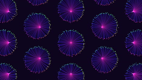 Futuristic pattern with neon dots and lines on black gradient
