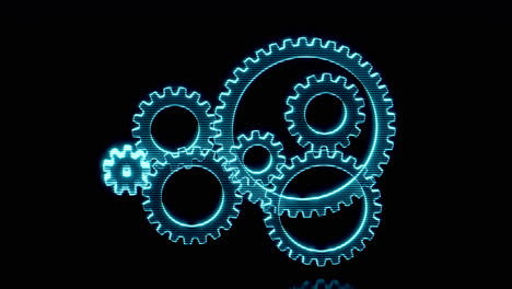 glowing blue gears interlocking - abstract technology background