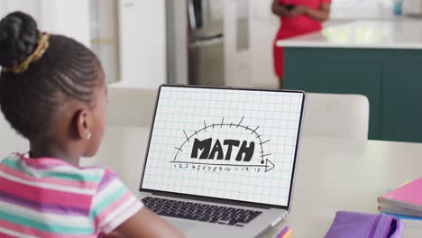African-american-girl-using-laptop-with-math-text-on-screen