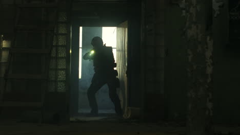 military operation in a ruined building