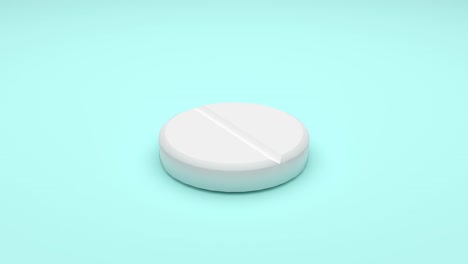 white pills isolated rotating on green background. seamless looping. 4k uhd. 3d rendering.