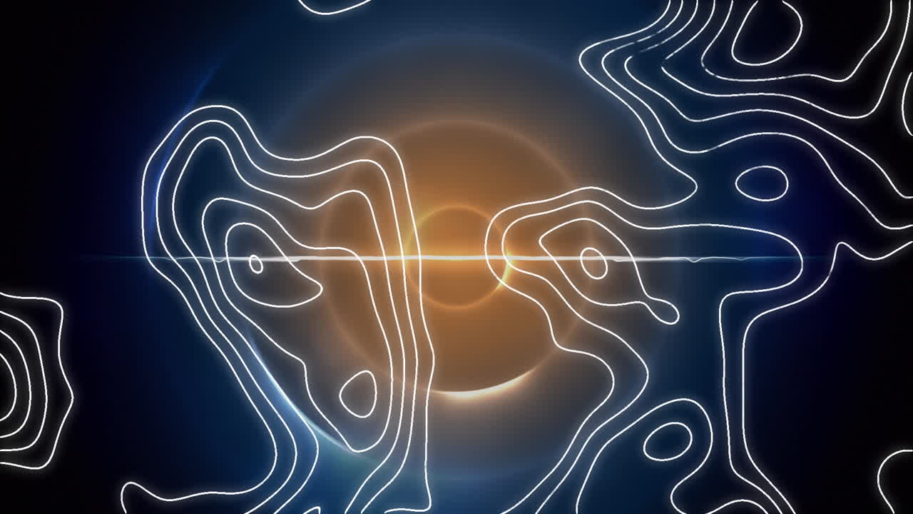 animación de formas que se mueven sobre círculos azules y verdes