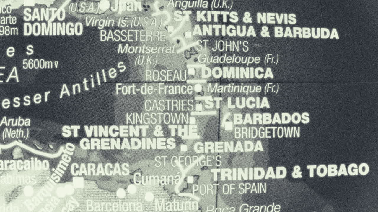 Map of the Lesser Antilles and surrounding Caribbean regions