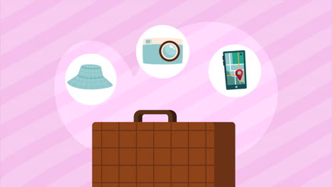 brown travel suitcase equipment animation