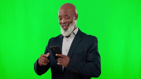 Green-screen-and-black-man-pointing-to-phone