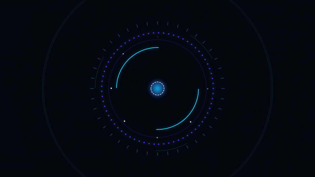 Abstract Digital HUD Interface With Rotating Circular Elements