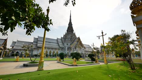 beautiful gray buddhist temple on the sunny day