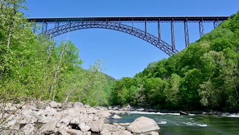 new river gorge bridge from river bed