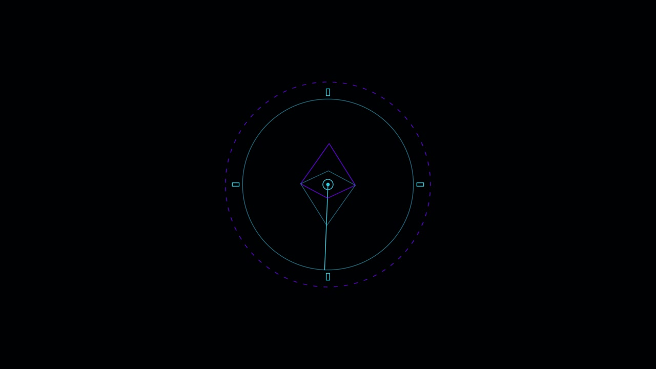 Abstract Digital Radar Interface with Rotating Geometric Shapes