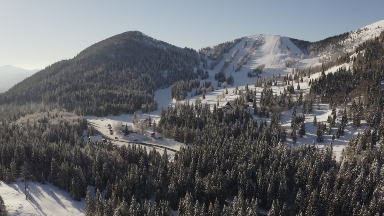 Snowy Mountain Ski Resort Landscape