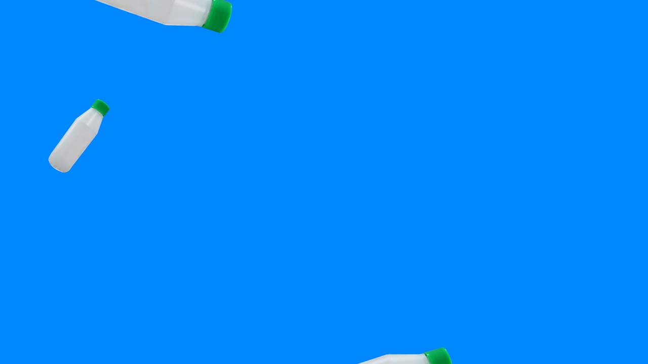 플라스틱 병의 그룹 애니메이션, 편집 가능한 파란 화면 - 크로마 키 원활한 루프