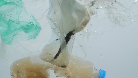 underwater footage of plastic pollution problem concept in ocean