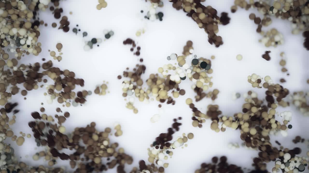 las moléculas cambian de color a medida que se unen y se mezclan.