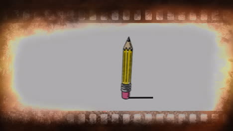 animación de un carrete de cinta con dibujo a lápiz y borrado