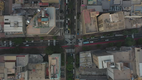 aerial bird view street lima miraflores with crossroad cars driving at intersection