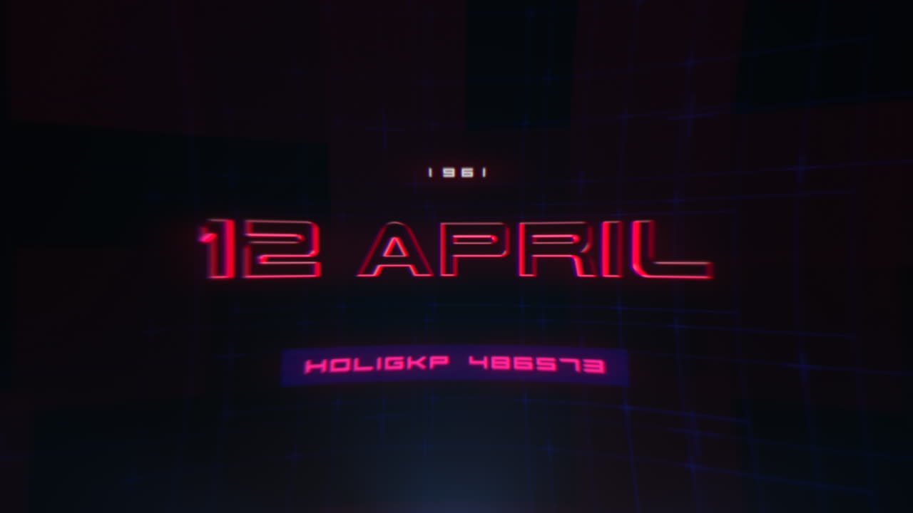 12 de abril de 1961 con elementos hud en la pantalla de la computadora con efecto de falla